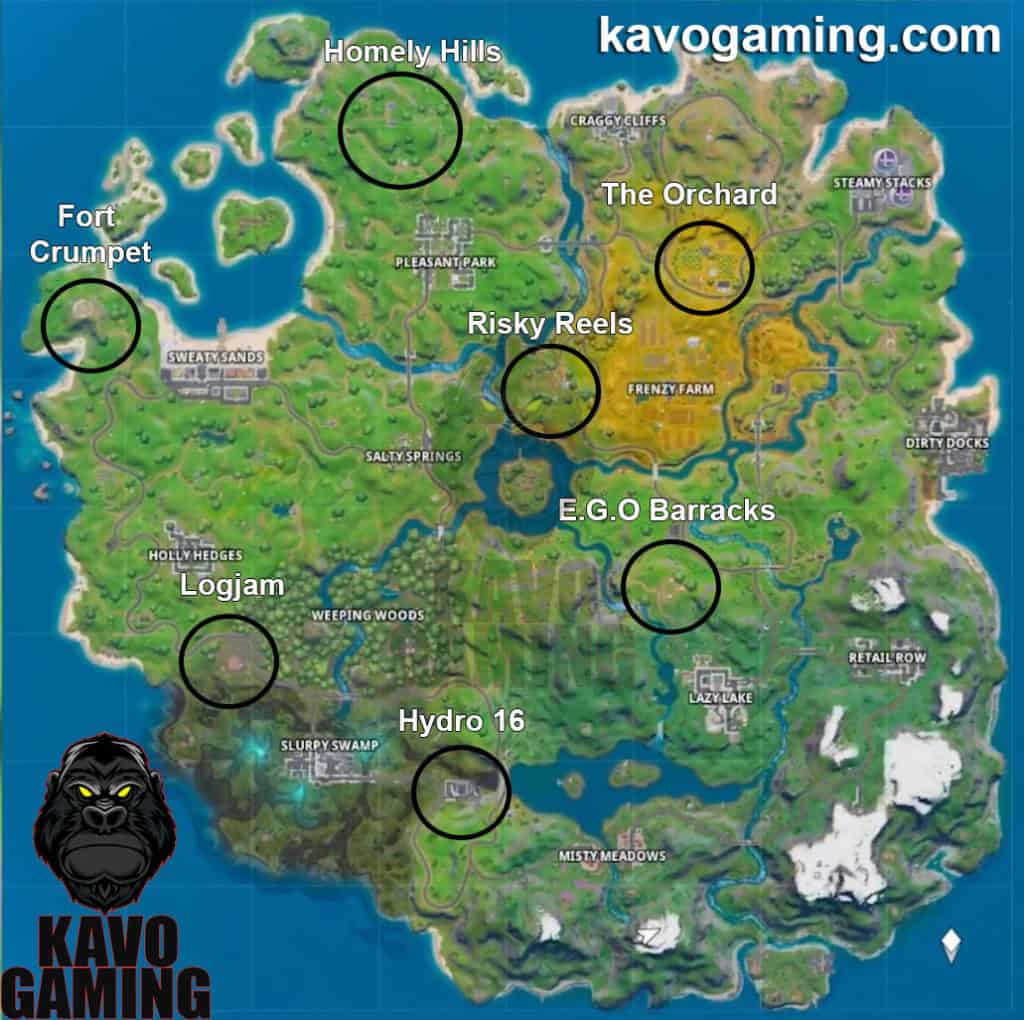 Best Places To Land In Fortnite Chapter 2 Kavo Gaming   Fortnite Chapter 2 Best Drop Spots Map 1024x1020 