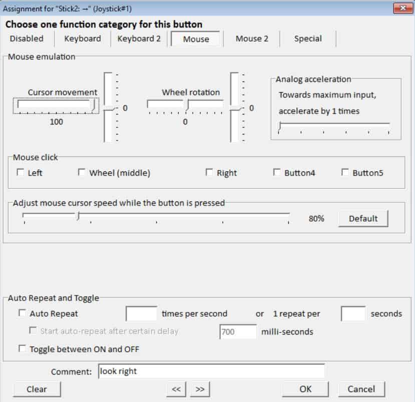 map keyboard keys to controller