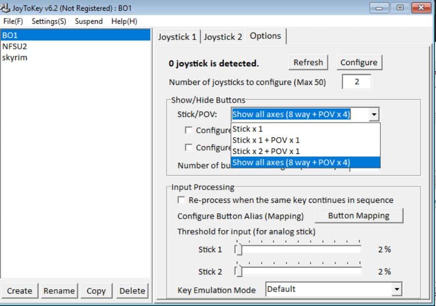 map keyboard keys to controller