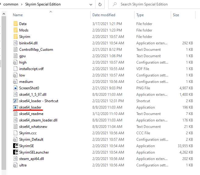 skyrim special edition mods folder