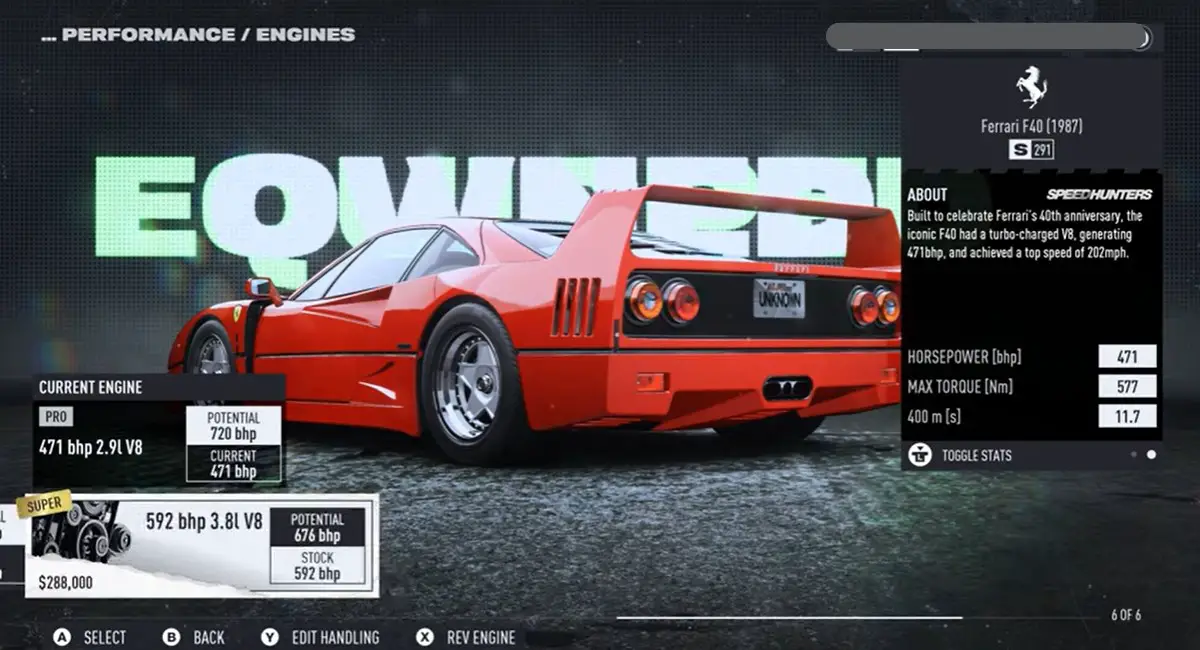 F40 Best Tune Need for Speed Unbound FI